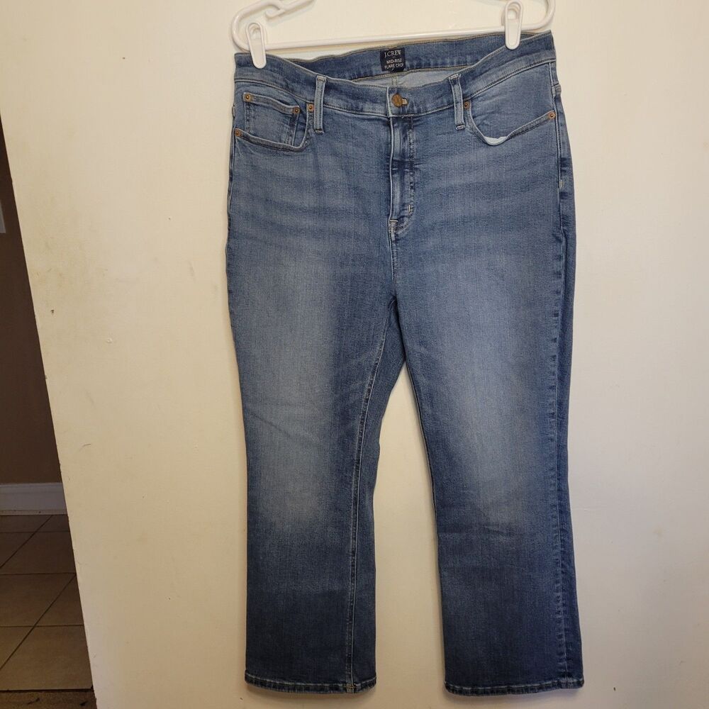 J.Crew Mid Rise Flare Crop Jeans Women’s Size 32 Blue Denim